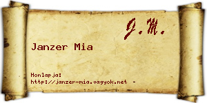 Janzer Mia névjegykártya